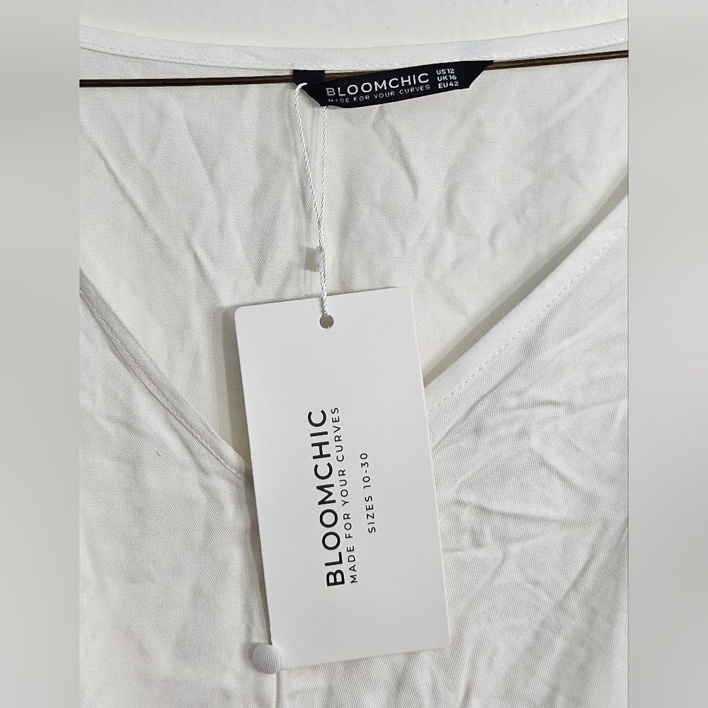 NWT BloomChic White Ruffle Sleeve Lace Hem High Low Dress Cottagecore Size 12 - Picture 4 of 12